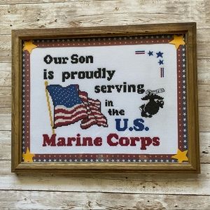 USMC parent frames cross stitch